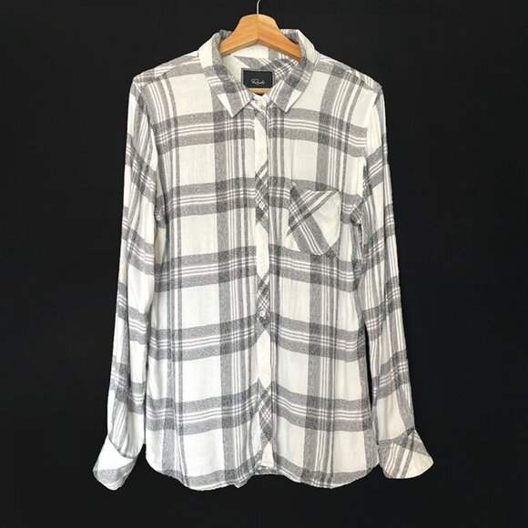 Rails Tops - Rails‎ Hunter Plaid Button Down Shirt in Ash Cider Black and White Size L